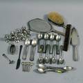 Group of Assorted Silver Flatware Tableware and Personal Items