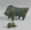 Two Cast Metal Bull Sculptures