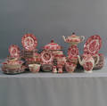 Large Woods Ware Red Transfer Dinner Service