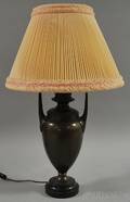 Patinated Cast Metal Urnform Table Lamp