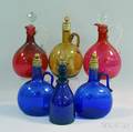 Six Colored Blownglass Decanters
