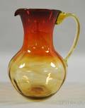 Large Amberina Blown Glass Pitcher
