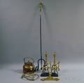 Seven Brass Copper and Iron Fireplace Accessories