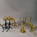 Five Pairs of Brass and Iron Andirons