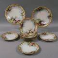 Ten Limoges Handpainted Shelldecorated Plates