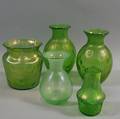 Five Iridescent Loetztype Art Glass Vases