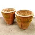 Pair of Floralengraved Terracotta Urns