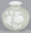 R S Prussia floral green vase