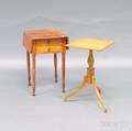 Late Federal Twodrawer Worktable and a Federal Maple Candlestand