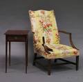 Hepplewhite Onedrawer Cherry Stand and Federalstyle Mahogany Lolling Chair