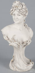 Royal Dux porcelain bust of a young woman