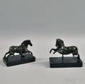 Two Bronze Running Horse Figures