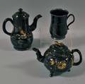 Three Staffordshire Jackfield Glazed Vessels