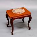 Victorian Walnut Needlepoint Upholstered Footstool