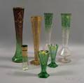 Seven Moser and Mostertype Glass Vases