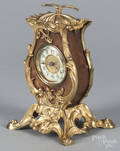 English brass mounted desk clock