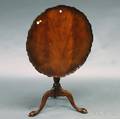 Chippendalestyle Carved Mahogany Veneer Tilttop Piecrust Table