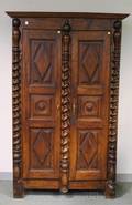 Renaissancestyle Paneled and Turned Walnut Twodoor Wardrobe