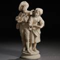 Continental School Late 19thEarly 20th Century Marble Figures of Two Children Singing