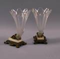 Pair of Cornucopiaform Cut Glass Mantel Vases