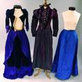 Two Silk and Velvet Victorian Ladys Bustle Dresses