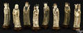 Rare set of eight Asian carved and polychrome decorated ivory figures ca 1900