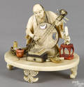 Japanese Meiji period carved ivory musician