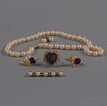 Five Pieces of Pearl and Amethyst Jewelry