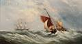 Ebenezer Colls British 18121887 Sailboat on a Turbulent Sea