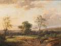 Jan Evert Morel the Elder Dutch 17771808 Landscape Vista with Figures on the Dirt Road