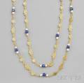 18kt Gold Enamel and Cultured Pearl Necklace