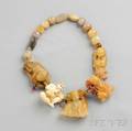 Bone Netsuke Carved Hardstone and Hardstone Bead Necklace Constance Abernathy