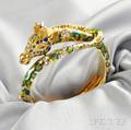18kt Gold Enamel and Gemset Giraffe Bracelet