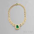 18kt Gold Emerald and Diamond Necklace
