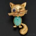 18kt Gold Gemset Cat Brooch Van Cleef  Arpels