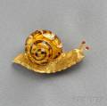18kt Gold and Enamel Snail Brooch