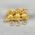 18kt Gold Gemset Figural Brooch