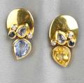 18kt Gold Sapphire and Diamond Earclips Manfredi