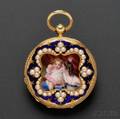 Antique 18kt Gold Split Pearl and Enamel Hunting Case Pendant Watch Patek Philippe