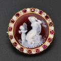 Antique 18kt Gold Enamel Ruby and Diamond Brooch Tiffany  Co
