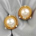 18kt Gold Mabe Pearl and Diamond Earclips Schlumberger Tiffany  Co