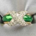 18kt Gold Enamel and Diamond Pave X Ring Schlumberger Tiffany  Co