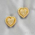 18kt Gold and Diamond Heart Earrings