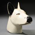 Folk Carved and Painted Wooden Dog Head
