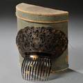 Pierced and Reliefcarved Ornamental Ladys Tortoiseshell Comb in Original Box