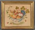 American School Early 20th Century Theorem of a China Trade Porcelain Bowl with Fruit and a Bird