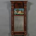 Classical Mahogany Carved and Eglomise Looking Glass