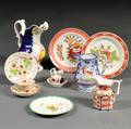 Eleven Polychrome Enameldecorated English Ceramic Items