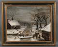 American School 19th Century Village Scene in Winter with Children at Play