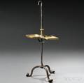 Wrought Iron and Brass Tabletop or Hanging Lamp Stand